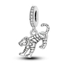 prata esterlina cor de ouro guardião leopardo chita animal balançar encantos contas pingente ajuste pulseira colar jóias diy