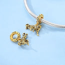 prata esterlina cor de ouro guardião leopardo chita animal balançar encantos contas pingente ajuste pulseira colar jóias diy