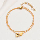 Tornozeleiras de aço inoxidável para mulheres, pulseira simples coração Boho Jewelry, 26 Letters, A-Z, acessórios de praia, verão