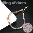 Deslumbrante 925 prata esterlina tênis pulseira rosa ouro brilhante zircônia cúbica pulseira jóias de casamento presente