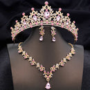Conjuntos de tiaras azuis opala, conjunto de joias de noiva para princesa, coroa de casamento e colar, brinco, baile de aniversário, vestido, acessórios de fantasia