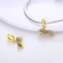 prata esterlina cor de ouro guardião leopardo chita animal balançar encantos contas pingente ajuste pulseira colar jóias diy