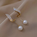 Novo clássico elegante imitação de pérola balançar brincos para mulheres cristal longo borla requintado gota brinco jóias de casamento
