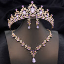 Conjuntos de tiaras azuis opala, conjunto de joias de noiva para princesa, coroa de casamento e colar, brinco, baile de aniversário, vestido, acessórios de fantasia