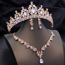 Conjuntos de tiaras azuis opala, conjunto de joias de noiva para princesa, coroa de casamento e colar, brinco, baile de aniversário, vestido, acessórios de fantasia