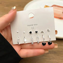 6 pares moda coreana metal começar coração círculo pequenos brincos para mulheres tendência preto coração esmalte brincos jóias doces