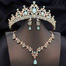Conjuntos de tiaras azuis opala, conjunto de joias de noiva para princesa, coroa de casamento e colar, brinco, baile de aniversário, vestido, acessórios de fantasia