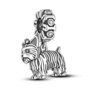 prata esterlina cor de ouro guardião leopardo chita animal balançar encantos contas pingente ajuste pulseira colar jóias diy