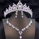 Conjuntos de tiaras azuis opala, conjunto de joias de noiva para princesa, coroa de casamento e colar, brinco, baile de aniversário, vestido, acessórios de fantasia