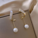 Novo clássico elegante imitação de pérola balançar brincos para mulheres cristal longo borla requintado gota brinco jóias de casamento
