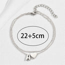 Tornozeleiras de aço inoxidável para mulheres, pulseira simples coração Boho Jewelry, 26 Letters, A-Z, acessórios de praia, verão