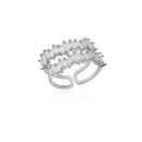 Anéis de zircão de camada dupla para mulheres ajustável banhado a ouro anel de aço inoxidável 2026 tendência casamento jóias estéticas aretes