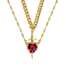 Colar de coração e espada - colares de casal - banhado a ouro 18k AÇO INOXIDÁVEL zircão anel de cristal pulseira colar conjunto de joias