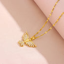 Novo brilhante 18k banhado a ouro vintage phoenix pingente colares para mulheres estilo retro feminino uso diário corrente de pescoço de aço inoxidável