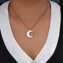 Hhzew-Colar Cor de Ouro Antigo para Homens e Mulheres, Lua, Estrela, Pingente Sol, Presente