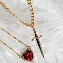 Colar de coração e espada - colares de casal - banhado a ouro 18k AÇO INOXIDÁVEL zircão anel de cristal pulseira colar conjunto de joias