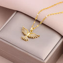 Novo brilhante 18k banhado a ouro vintage phoenix pingente colares para mulheres estilo retro feminino uso diário corrente de pescoço de aço inoxidável