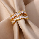 Anéis de zircão de camada dupla para mulheres ajustável banhado a ouro anel de aço inoxidável 2026 tendência casamento jóias estéticas aretes
