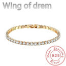 Deslumbrante 925 prata esterlina tênis pulseira rosa ouro brilhante zircônia cúbica pulseira jóias de casamento presente