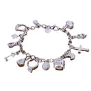 Pulseira multielementos para mulheres, joias estilo simples, europeu e americano, moda prata, pingente 13