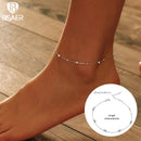 BISAER 925 Sterling Silver Round Beads Anklets,Waterproof Hypoallergenic Infinite Love Chain For Women Fine Jewelry Holiday Gift