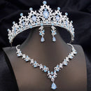 Conjuntos de tiaras azuis opala, conjunto de joias de noiva para princesa, coroa de casamento e colar, brinco, baile de aniversário, vestido, acessórios de fantasia
