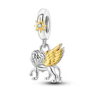 prata esterlina cor de ouro guardião leopardo chita animal balançar encantos contas pingente ajuste pulseira colar jóias diy