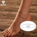 BISAER 925 Sterling Silver Round Beads Anklets,Waterproof Hypoallergenic Infinite Love Chain For Women Fine Jewelry Holiday Gift