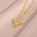 Novo brilhante 18k banhado a ouro vintage phoenix pingente colares para mulheres estilo retro feminino uso diário corrente de pescoço de aço inoxidável