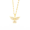Novo brilhante 18k banhado a ouro vintage phoenix pingente colares para mulheres estilo retro feminino uso diário corrente de pescoço de aço inoxidável
