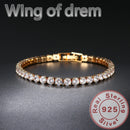 Deslumbrante 925 prata esterlina tênis pulseira rosa ouro brilhante zircônia cúbica pulseira jóias de casamento presente