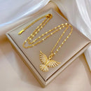 Novo brilhante 18k banhado a ouro vintage phoenix pingente colares para mulheres estilo retro feminino uso diário corrente de pescoço de aço inoxidável