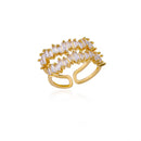 Anéis de zircão de camada dupla para mulheres ajustável banhado a ouro anel de aço inoxidável 2026 tendência casamento jóias estéticas aretes