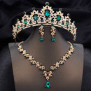 Conjuntos de tiaras azuis opala, conjunto de joias de noiva para princesa, coroa de casamento e colar, brinco, baile de aniversário, vestido, acessórios de fantasia