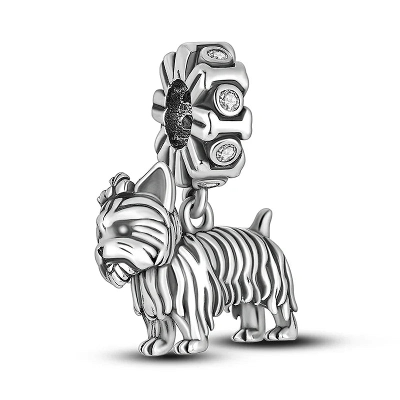 prata esterlina cor de ouro guardião leopardo chita animal balançar encantos contas pingente ajuste pulseira colar jóias diy