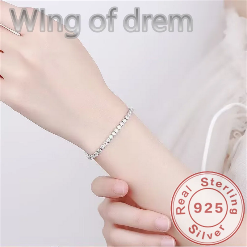 Deslumbrante 925 prata esterlina tênis pulseira rosa ouro brilhante zircônia cúbica pulseira jóias de casamento presente