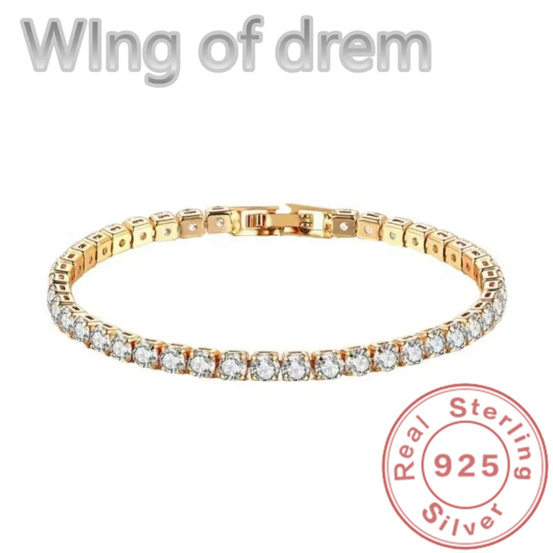 Deslumbrante 925 prata esterlina tênis pulseira rosa ouro brilhante zircônia cúbica pulseira jóias de casamento presente