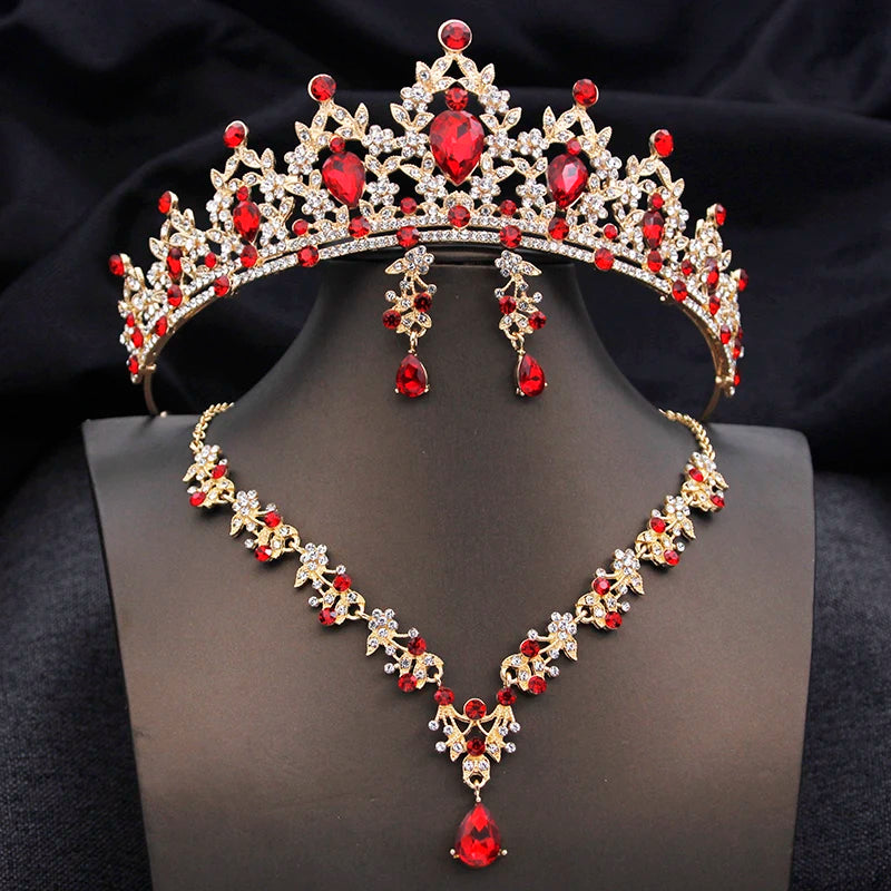 Conjuntos de tiaras azuis opala, conjunto de joias de noiva para princesa, coroa de casamento e colar, brinco, baile de aniversário, vestido, acessórios de fantasia